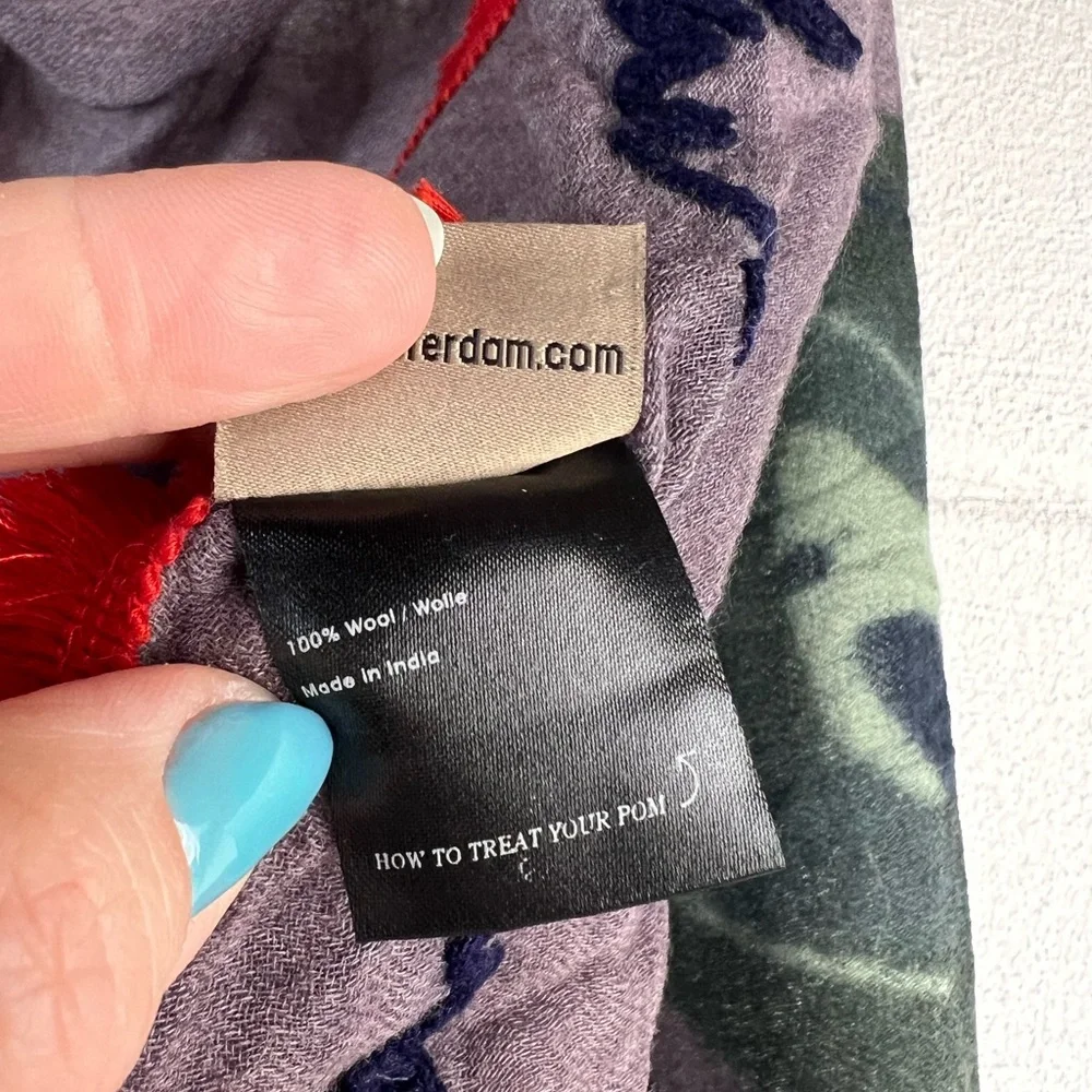 Pom Amsterdam Purple Print Wool Scarf